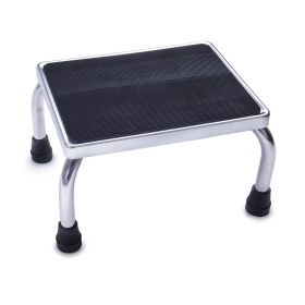 Chrome Footstool with Rubber Mat, 350 lb. Weight Capacity