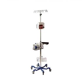 Heavy-Duty IV Pole with Quick-Release Casters and Rake Hook Assembly