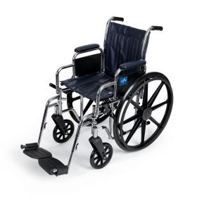 Excel Wheelchair, Removable Desk-Length Arms, Swing-Away Footrests, Navy, 16"