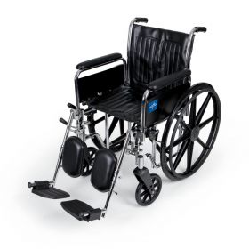 Excel Wheelchair, Full-Length Arms, Elevating Leg Rests, 18"