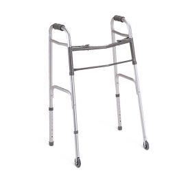 Adult Folding Walker, 2 Button, with 3" Wheels