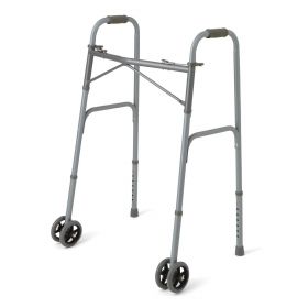 Adult Bariatric Folding Walker, 2 Button, 600 lb. Capacity, Basic Steel, with Wheels