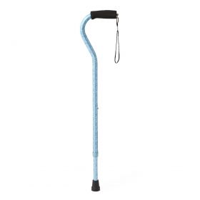 Aluminum Fashion Cane with Offset Handle, Baroque Print / Teal, MDS86420BTH