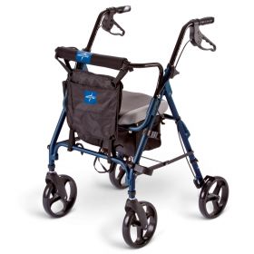 Deluxe Comfort Rollator with 8" Wheels and 300 lb. Weight Capacity, Blue