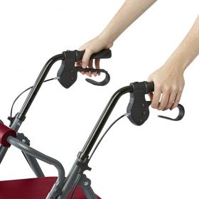 Steel Rollator with 6" Wheels and Microban-Treated Touch Points and Seat, Burgundy, Knockdown