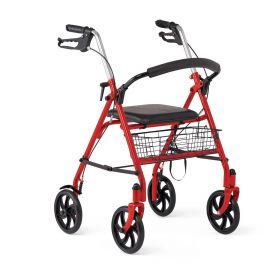 Steel Rollator with 8" Wheels, Knockdown, Red