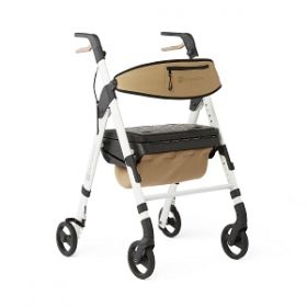 Momentum Rollator with Height-Adjustable Seat and Handles, White