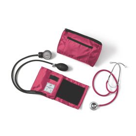 Dual-Head Stethoscope and Handheld Aneroid Sphygmomanometer Combination Kit, Adult, Magenta