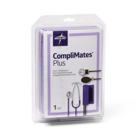 Dual-Head Stethoscope and Handheld Aneroid Sphygmomanometer Combination Kit, Adult, Purple