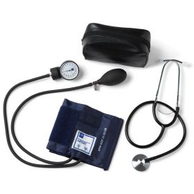 Handheld Aneroid Blood Pressure Monitor with D-Ring Cuff and Separate Single-Head Stethoscope