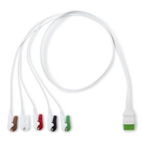 Disposable ECG Leadwire for Standard ECG Machines, Pinch Electrode Connection, 5-Lead