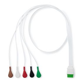 Disposable ECG Leadwire for Standard ECG Machines, Snap Electrode Connection, 5-Lead