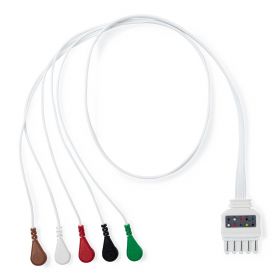 Disposable ECG Leadwire for Philips Intel Machines, Snap Electrode Connection, 5-Lead
