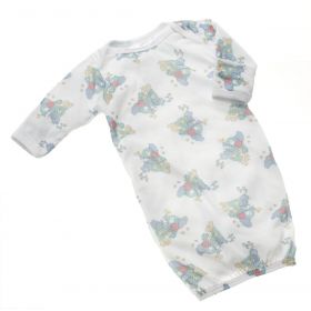 Infant Gown, Knitted with Elastic Bottom, 0-6 Month, Noah's Ark Print