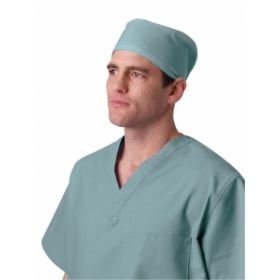 Reusable Surgical Cap, White Cloth Ties Fasten in Back, Misty, One Size Fits Most