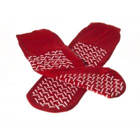 Double-Tread Patient Slippers, Red, One Size Fits Most