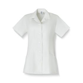 Women's A-Line Tunic, 65% Polyester/35% Cotton Poplin Blend, White, Size S