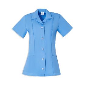 Women's A-Line Tunic, 65% Polyester/35% Cotton Poplin Blend, Blue, Size L