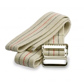 Washable Cotton Gait / Transfer Belt with Metal Buckle, Bariatric, 2" x 72", Beige with Stripes