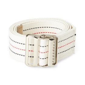 Washable Cotton Gait / Transfer Belt with Metal Buckle, 2" x 60", Red, White and Blue Stripes