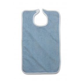 Terry Bib with Hook and Loop Strap, Adult, 10 oz., 18" x 30", Blue