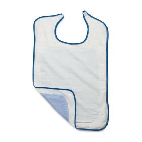 Bib with Hook and Loop Strap, Adult, 21" x 33",, White