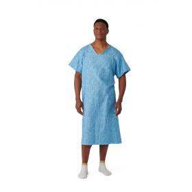 Patient Gown with Angle Back and Side Ties, Cascade Blue, One Size Fits Most