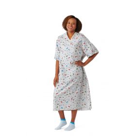 Patient IV Gown with Side Ties, Telemetry Pocket, Lunar Print, One Size Fits Most