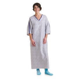 Patient IV Gown with Telemetry Pocket, Side Ties, Tranquility Print