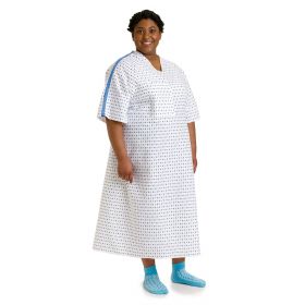 Deluxe Cut Patient Gown with Side Ties, Demure Print, One Size Fits Most