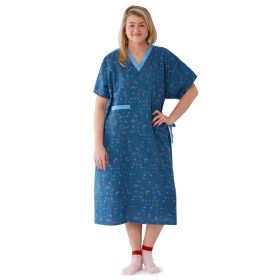 PerforMAX IV Patient Gown with KM80 Plastic Snap Detail, Honeycomb Blue, One Size Fits Most