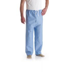 Color-Coded Pajama Pants, Solid Blue with White, Size L