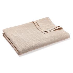 Chevron Spread Blanket, 70" x 90", White / Beige
