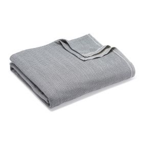 Chevron Spread Blanket, 70" x 90", White / Gray