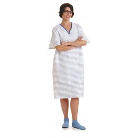 Patient IV Gown with Overlap Back and Snap Closures, Demure Print