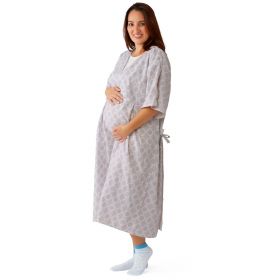 PerforMAX Nursing IV Gown with Plastic Snaps, Gray and Pink, One Size Fits Most