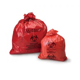 Biohazard Waste Bag, Red with Black, 55" x 60", 2.0 Mil, 60 gal.