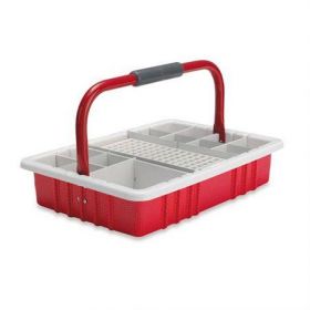 TRAY, RED, W/RED HANDLE, 17MM TUBE RACK