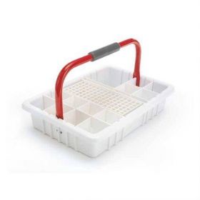 TRAY, WHITE, W/RED HANDLE, 17MM TUBE RACK