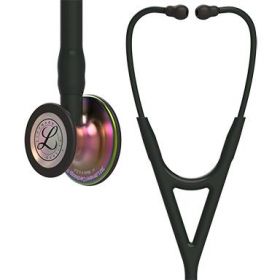 3M Littmann Cardiology IV Diagnostic Stethoscope, Rainbow-Finish Chestpiece, Black Tube, Stem and Headset, 27"