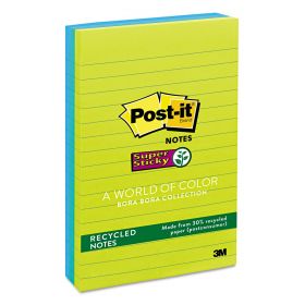 Post-it Bora Bora Colored Recycled 4" x 6" Ruled 90-Sheet Notepads