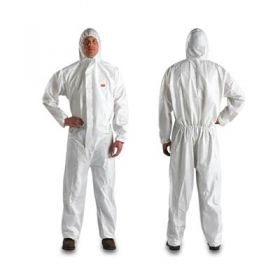 Hooded Protective Coveralls with Elastic Waist, Wrists and Ankles, Size XL
