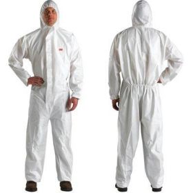 Hooded Protective Coveralls with Elastic Waist, Wrists and Ankles, Size L