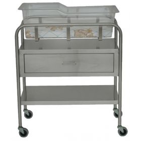 Stainless Steel Bassinet with 1 Shelf and 1 Drawer