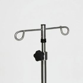 Stainless Steel IV Pole with 2 Hooks and 5 Legs, Adjustable Thumb Knob