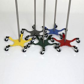 Stainless Steel IV Pole with 4 Hooks and 5 Legs, Adjustable Friction Knob, Yellow