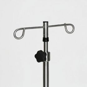 Stainless Steel IV Pole with 2 Hooks and 6 Legs, Adjustable Thumb Knob