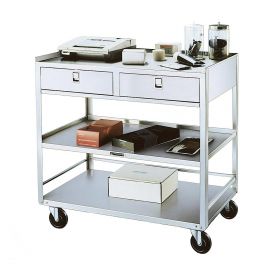 Utility Table, 2 Shelves, 2 Drawers, 300 lb., 20.12" x 36.375" x 35"