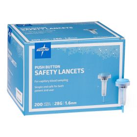Sterile Safety Lancet with Push-Button Activation, 28G x 1.6 mm