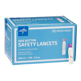 Safety Lancet with Side-Button Activation, 21G x 2.4 mm MPHSTSIDE21Z